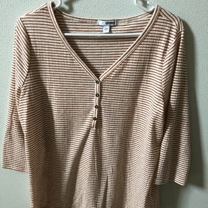 Sonoma Orange and White Striped Long Sleeve